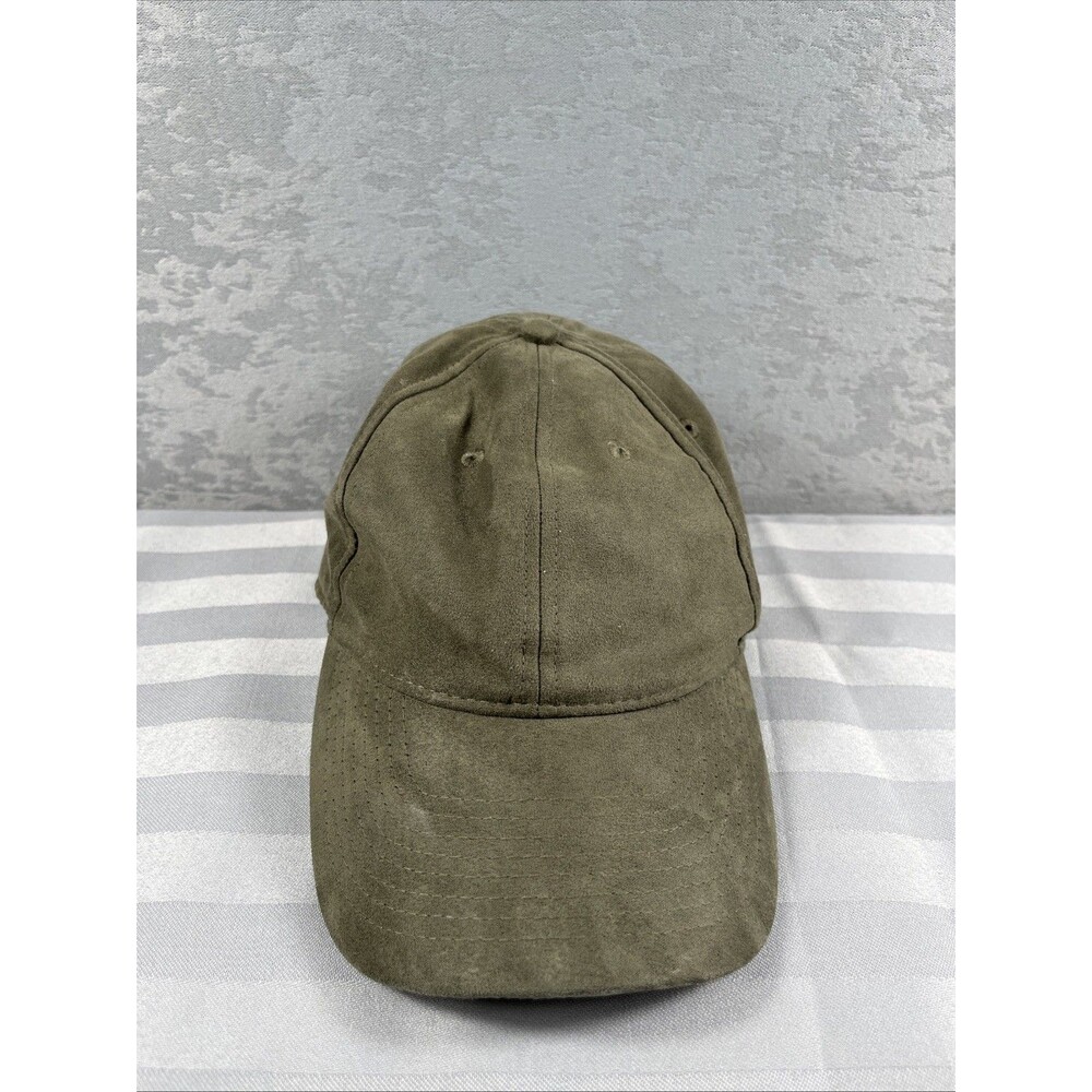 H&M Faux Suede Baseball Cap Hat Olive Army Green Adjustable One Size Streetwear